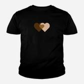 Schwarzes Kinder Tshirt mit Herzen, Überlappendes Design in Erdtönen