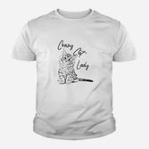 Crazy Cat Lady Kinder Tshirt in Weiß, Lustiges Katzenliebhaber Tee