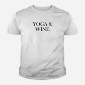 Yoga & Wein Kinder Tshirt Weiß, Sport Freizeit Kinder Tshirt für Damen