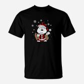 Festliches Schneemann-Design Herren-T-Shirt in Schwarz, Weihnachten Motiv