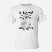 Lustiges Schwangeren T-Shirt mit Hi Mama! Papa Hat Mir Gesagt Wie Toll Du Bist Elefant-Motiv