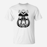 Schädel & Gesichter Motiv Unisex T-Shirt, Surreales Design in Schwarz-Weiß