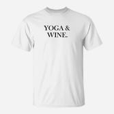 Yoga & Wein T-Shirt Weiß, Sport Freizeit Shirt für Damen