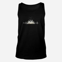 Bücherherz Pulslinien-Design Schwarzes Unisex TankTop für Buchliebhaber - Seseable