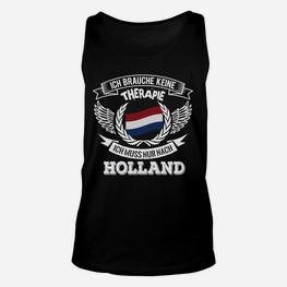 Holland-Liebhaber Unisex TankTop Schwarz mit Spruch 'Therapie in Holland' - Seseable