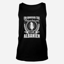 Patriotisches Schwarzes Unisex TankTop - Mein Herz Lebt in Albanien - Seseable