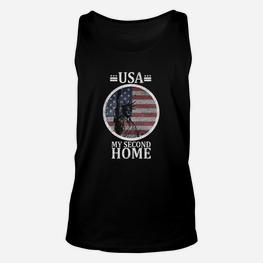 USA Mein Zweites Zuhause Vintage-Flagge Patriotisches Unisex TankTop - Seseable