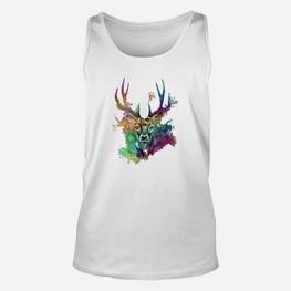 Farbenfrohes Hirsch-Aquarell Herren Unisex TankTop, Künstlerisches Design - Seseable