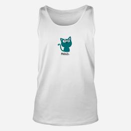 Kawaii Katzen-Motiv Unisex TankTop 'Mauz' in Weiß für Tierliebhaber - Seseable