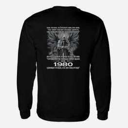 Jahrgang 1980 Geburtstagsmotiv Langarmshirts für Herren, Schwarz Retro Style - Seseable