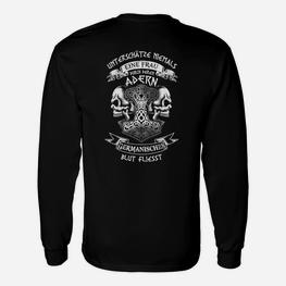 Schwarzes Herren-Langarmshirts mit germanischem Motiv und Schriftzug, Vikings Design - Seseable