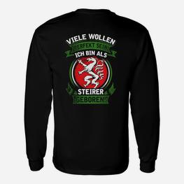 Schwarzes Langarmshirts für Herren, Steiermark-Stolz & Wappen - Seseable