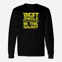 Best Single in der Galaxie Schwarz Langarmshirts, Gelber Aufdruck Statement - Seseable