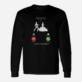 Flamenco Tanz Langarmshirts, Lustiges Telefon-Wortspiel - Schwarz - Seseable