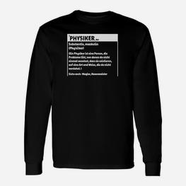 Physiker Definition Langarmshirts für Herren, Schwarzes Nerd Tee - Seseable