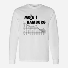 Moin Hamburg Skyline Langarmshirts, Maritime Stadtansicht Tee - Seseable