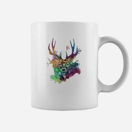 Farbenfrohes Hirsch-Aquarell Herren Tassen, Künstlerisches Design - Seseable