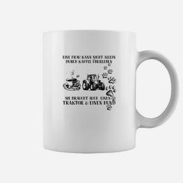 Landwirtschaft Tassen für Frauen, Kaffee, Traktor & Hund Motiv - Seseable