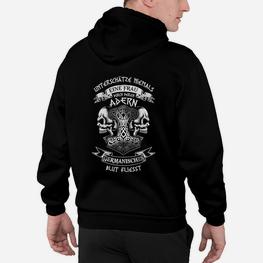 Schwarzes Herren-Hoodie mit germanischem Motiv und Schriftzug, Vikings Design - Seseable