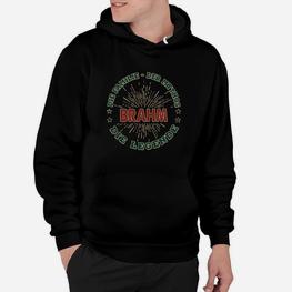 BRAHM Hoodie Schwarz Retro-Schriftzug: Mann, Mythos, Legende - Seseable