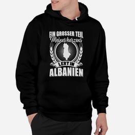 Patriotisches Schwarzes Hoodie - Mein Herz Lebt in Albanien - Seseable