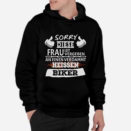 Schwarzes Hoodie Vergeben an heißen Biker, Lustige Spruchmode - Seseable
