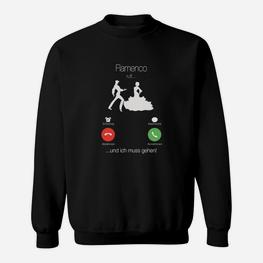 Flamenco Tanz Sweatshirt, Lustiges Telefon-Wortspiel - Schwarz - Seseable