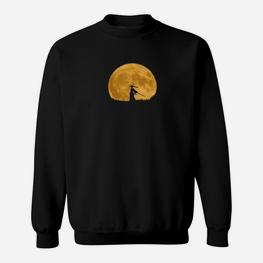 Mondwolf Silhouette Herren Sweatshirt, Grafik Wolf Natur Tee - Seseable