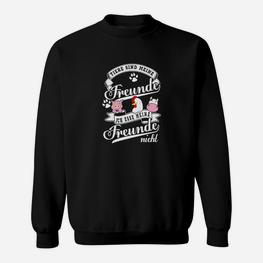 Schwarzes Sweatshirt Echte Freunde & Meine Freunde, Tierillustrationen - Seseable