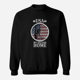 USA Mein Zweites Zuhause Vintage-Flagge Patriotisches Sweatshirt - Seseable