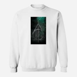 Fantasy-Bogen-Motiv Sweatshirt in Weiß, Magische Bogenschütze Grafik - Seseable