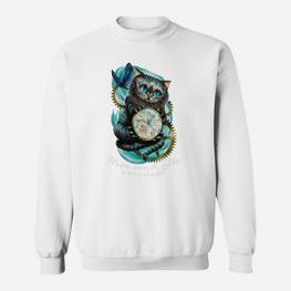 Steampunk-Eulenmuster Herren Sweatshirt in Weiß, Designer Tee für Herren - Seseable