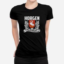 Horgen Wappen Adler & Drache Schwarzes Frauen Tshirt, Design für Geschichte und Stolz - Seseable