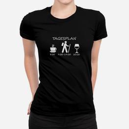 Lustiges Tagesplan Frauen Tshirt: Kaffee, Arbeit, Wein Motive - Seseable