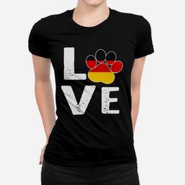 Schwarzes Frauen Tshirt Love-Pfotenabdruck, Ideal für Tierliebhaber - Seseable