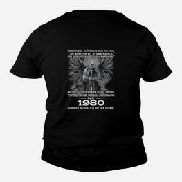 Jahrgang 1980 Geburtstagsmotiv Kinder Tshirt für Herren, Schwarz Retro Style - Seseable