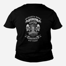 Schwarzes Herren-Kinder Tshirt mit germanischem Motiv und Schriftzug, Vikings Design - Seseable