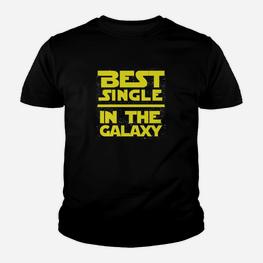 Best Single in der Galaxie Schwarz Kinder Tshirt, Gelber Aufdruck Statement - Seseable