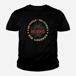 Legendäres Horns Mythos Kinder Tshirt, Schwarzes Tee mit Einhorn-Design - Seseable