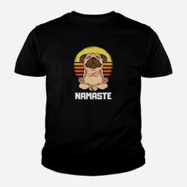 Namaste Pug Yoga Sonnenuntergang Kinder Tshirt, Entspannte Mops Design Tee - Seseable