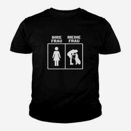 Schwarzes Kinder Tshirt mit 'Ihre Frau vs. Meine Frau' Slogan, Lustige Vergleich - Seseable