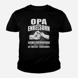Schwarzes Kinder Tshirt Opa & Enkel, Verbundenheit Herzbotschaft Design - Seseable