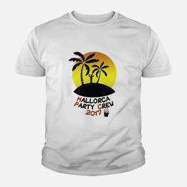 Mallorca Party Crew 2017 Kinder Tshirt mit Sonnenuntergang & Palmen - Seseable