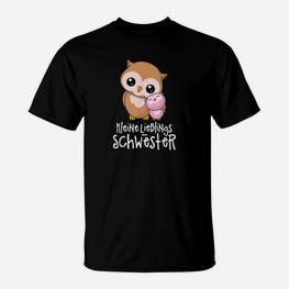 Kleine Lieblingsschwester Große Kleine Schwester Eulen T-Shirt - Seseable