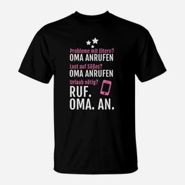 Oma Ratgeber-Themen T-Shirt, Lustiges Ruf Oma an Statement - Seseable