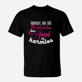 Vorsicht vor der Reiterin T-Shirt, Pferdesport Tee für Damen - Seseable