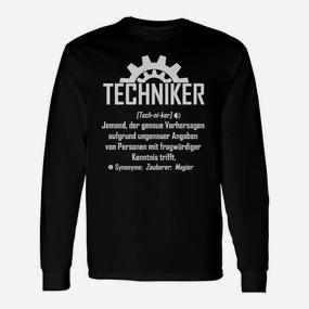 Humorvolles Techniker Langarmshirts mit Zahnradsymbol, Witzige Definition - Seseable De