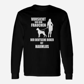 Lustiges Damen Langarmshirts Vorsicht vor dem Frauchen – Deutscher Boxer für Hundebesitzer - Seseable De