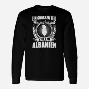 Patriotisches Schwarzes Langarmshirts - Mein Herz Lebt in Albanien - Seseable De