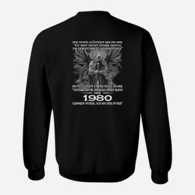 Jahrgang 1980 Geburtstagsmotiv Sweatshirt für Herren, Schwarz Retro Style - Seseable De
